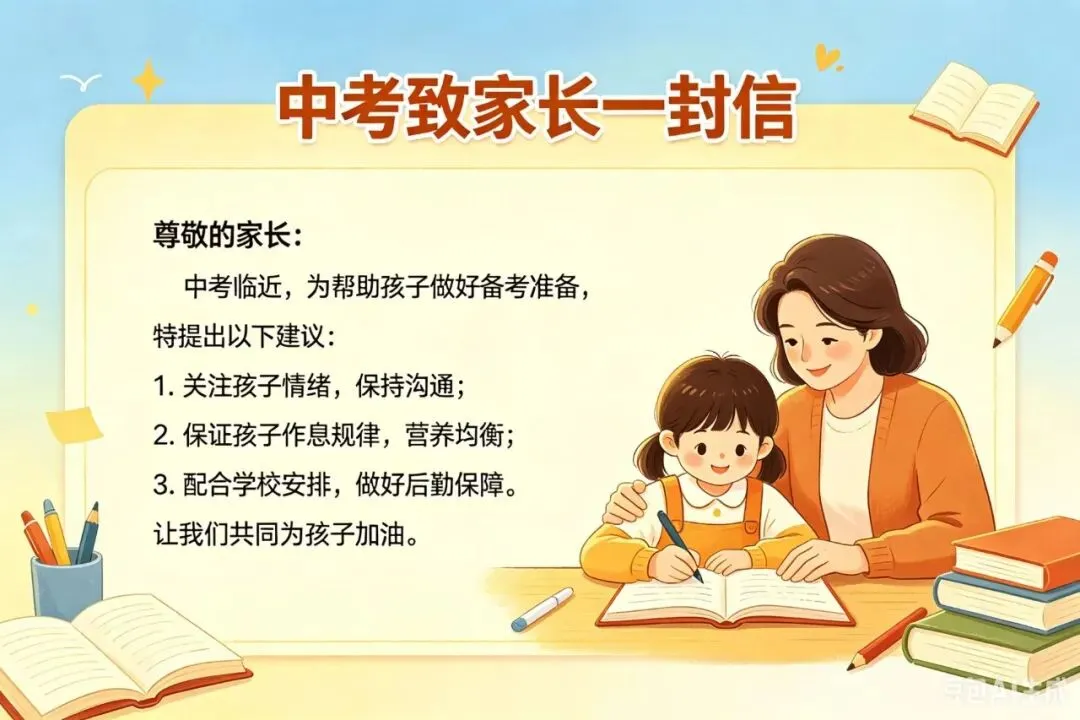 致中考考生家长的一封信 第1张