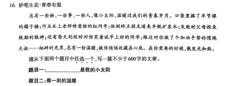 吕梁市2026年初中语文学业水平模拟考试学生佳作——母亲是我的小太阳 第1张