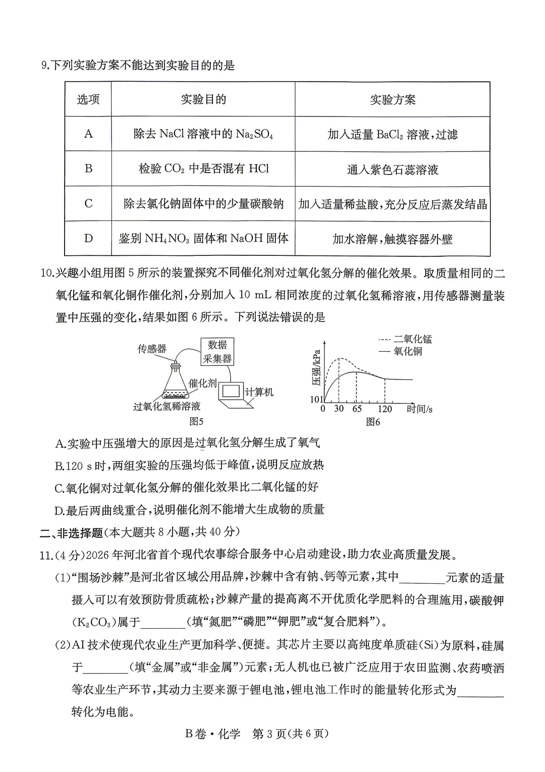 中考化学 | 2026河北省中考模拟水平考试B卷含答案一本 第6张