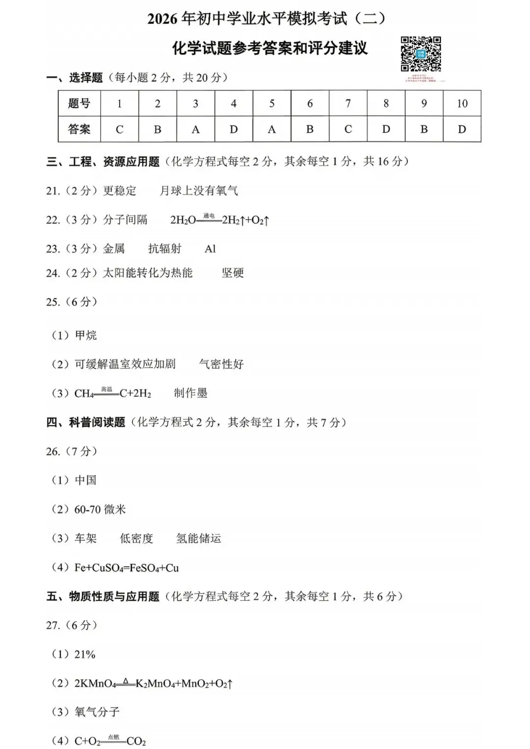 2026年初中学业水平模拟考试(二) 理科综合 第7张