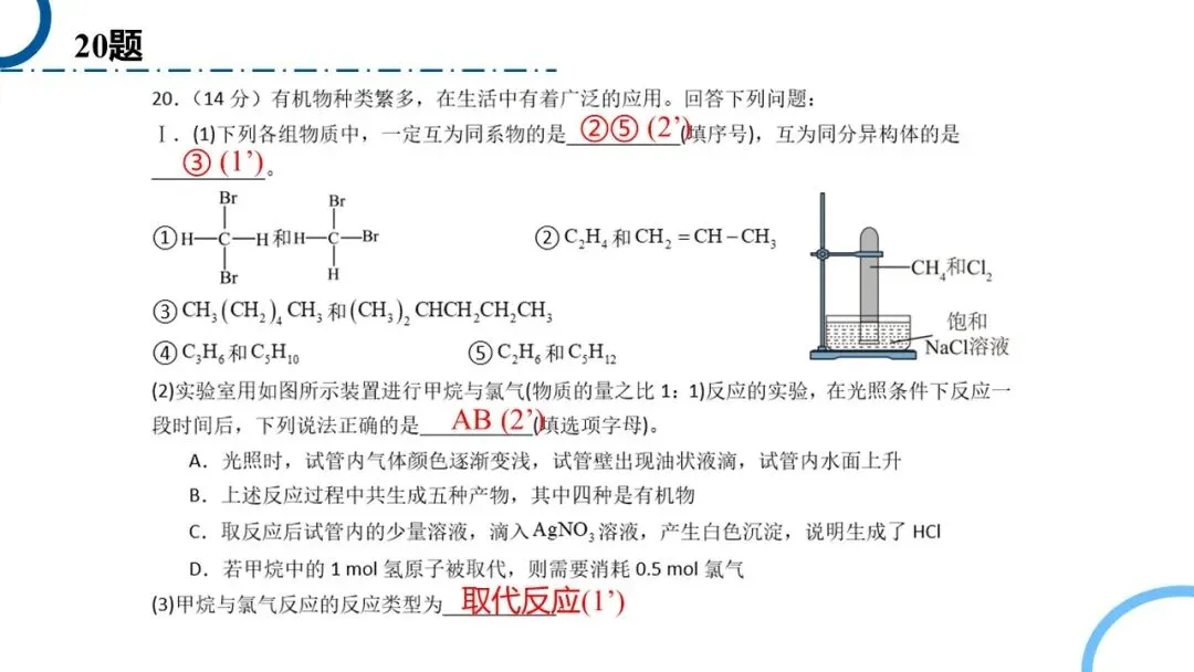 高中化学必修二ppt | 42 期中考试卷讲评 第8张