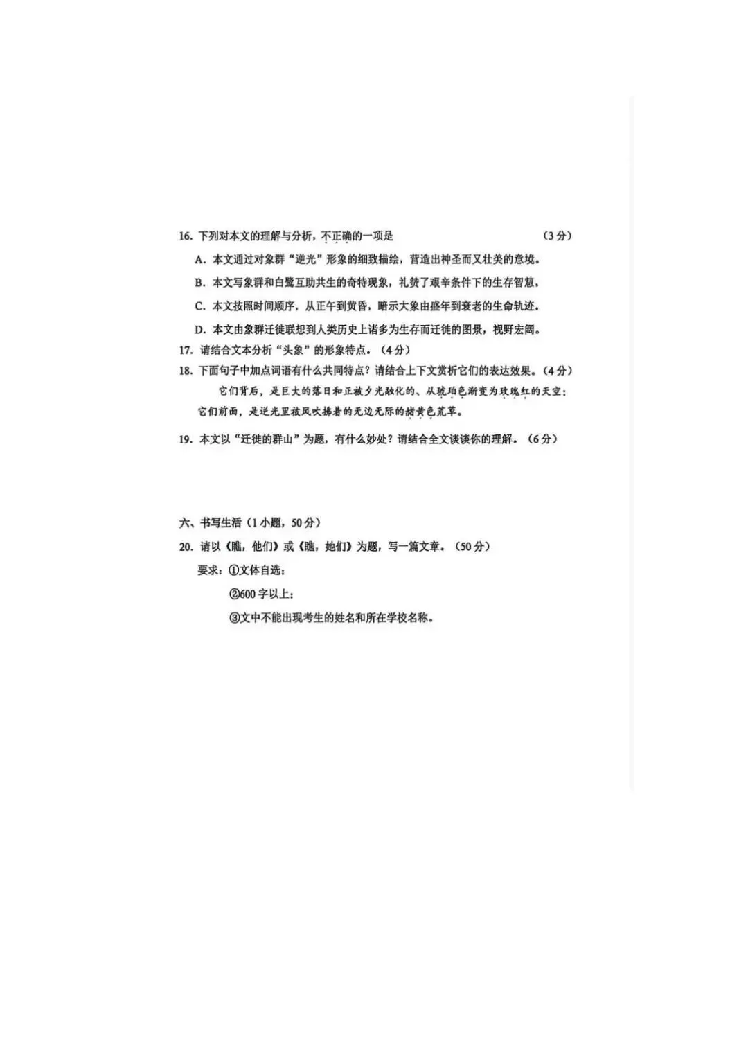 广州中考一模真题试卷附答案(语文) 第11张
