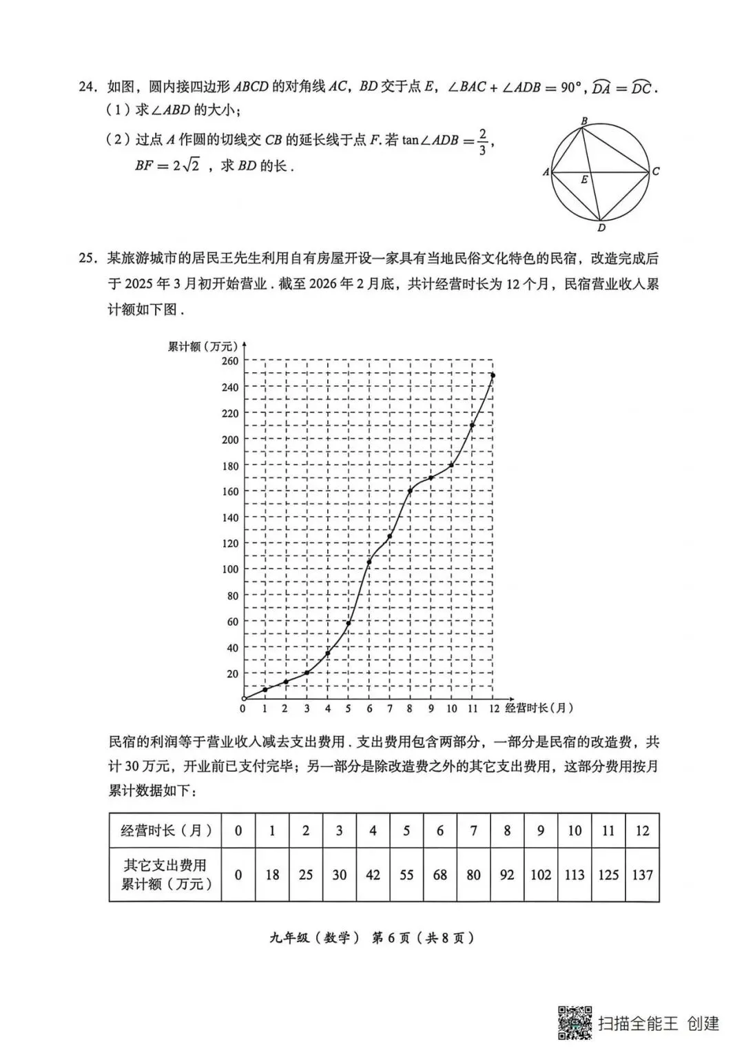 2026年海淀区初三数学二模试卷 第6张