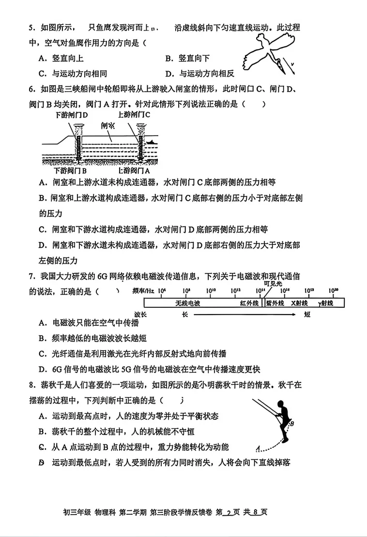 广州市第二中学九年级物理二模真题 第2张