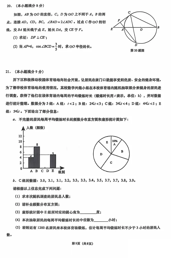新鲜出炉!济南历下区中考三模数学真题,考完即领!! 第6张 新鲜出炉!济南历下区中考三模数学真题,考完即领!! 第6张