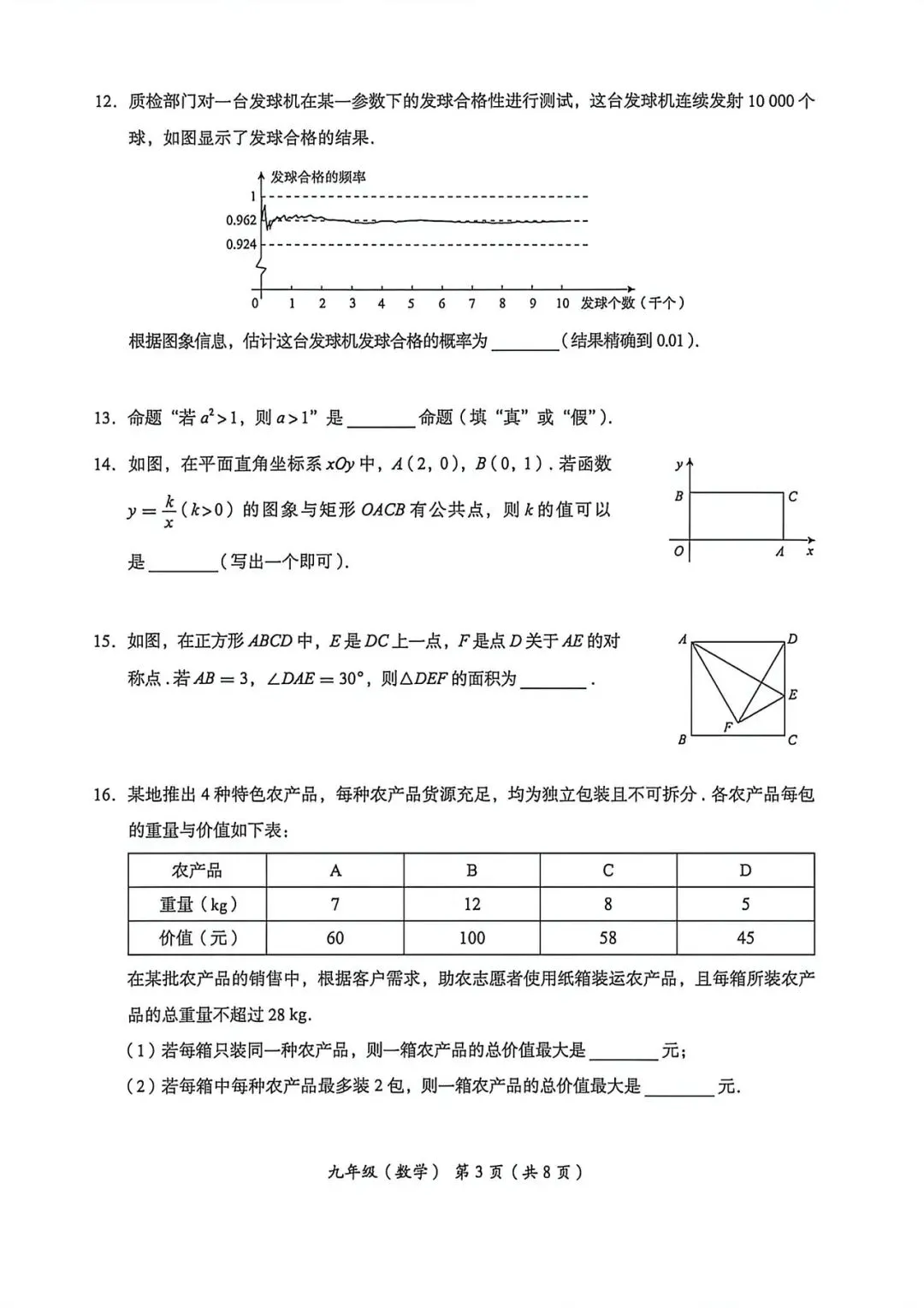 2026海淀初三数学二模试卷 第3张