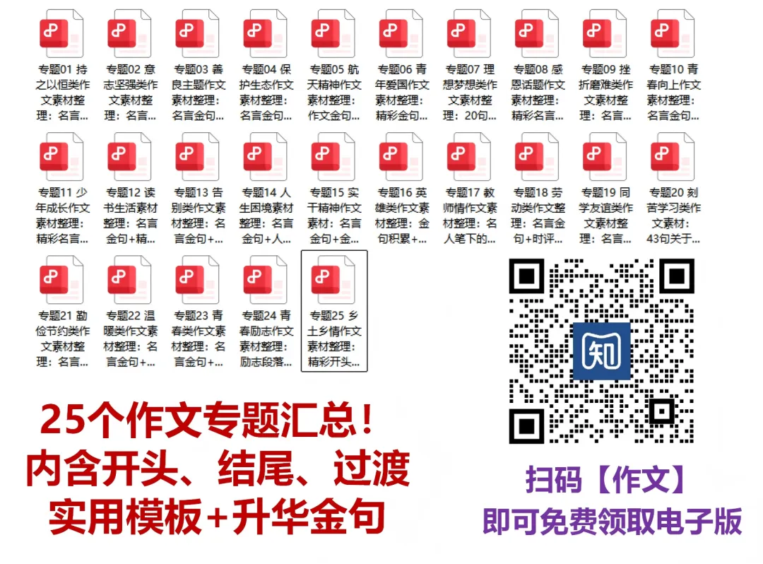 背到就是用到!中考语文作文25套模板速领!电子版免费下载→ 第2张