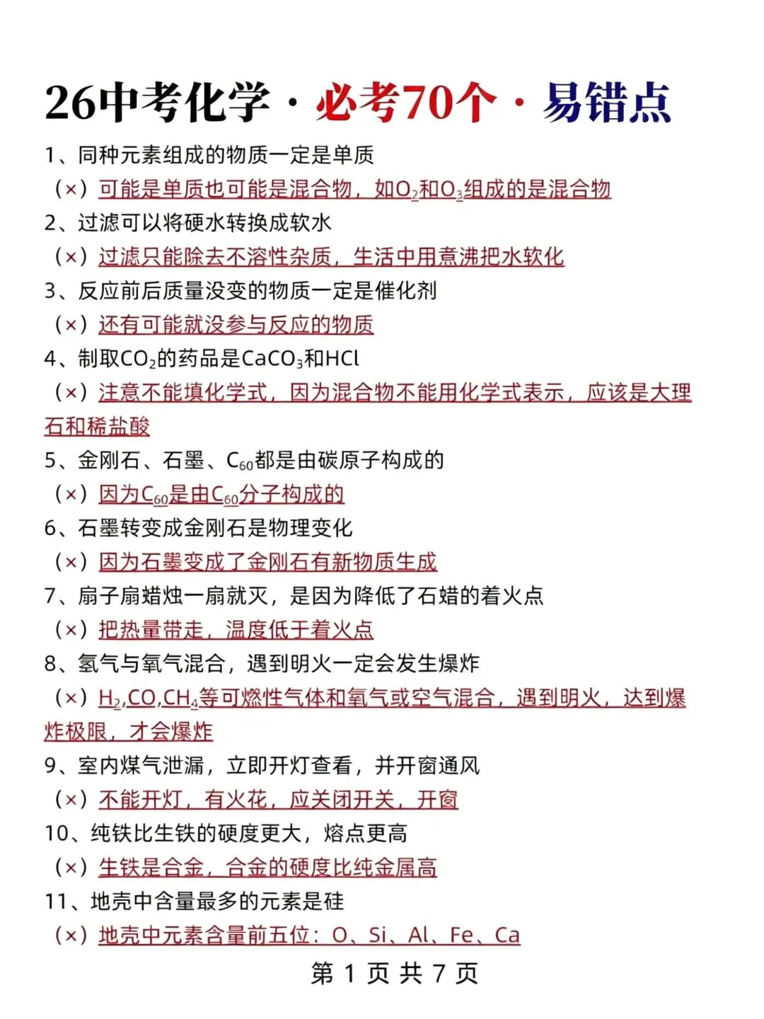 中考化学考前必背核心知识点 第1张