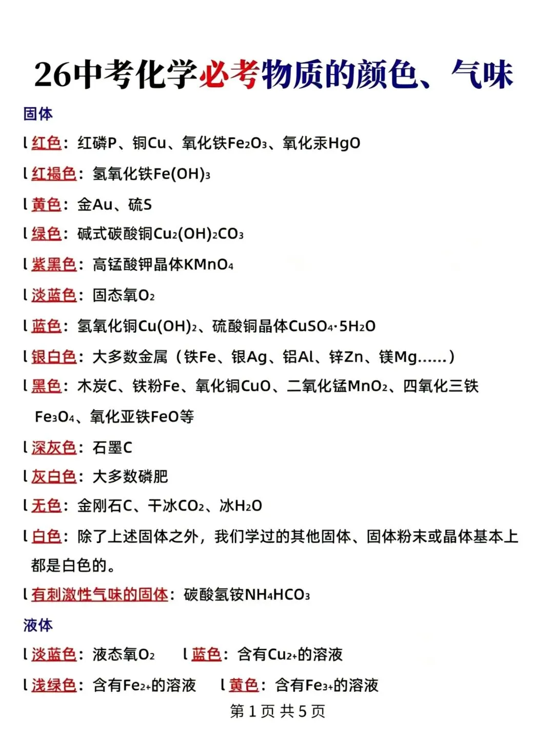 中考化学考前必背核心知识点 第4张