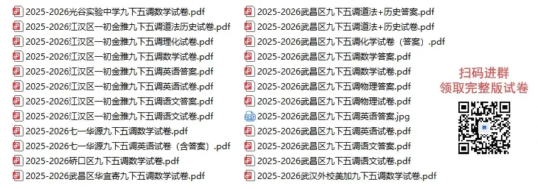 难度如何?硚口、江汉等3区初三五调真题出炉!一区初三五调划线公布! 第4张