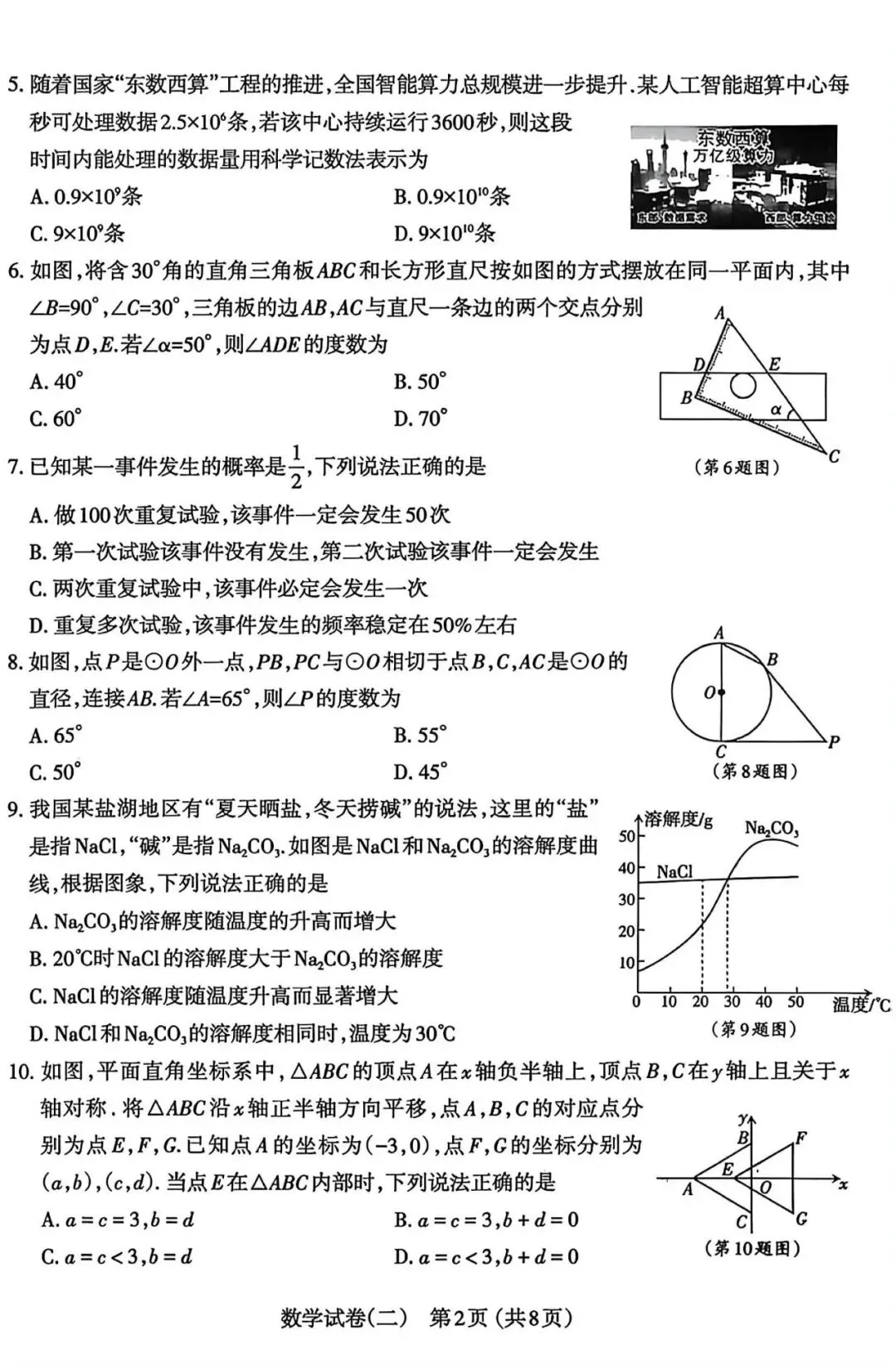太原市26年中考二模|数学试卷以及解析 第2张 太原市26年中考二模|数学试卷以及解析 第2张