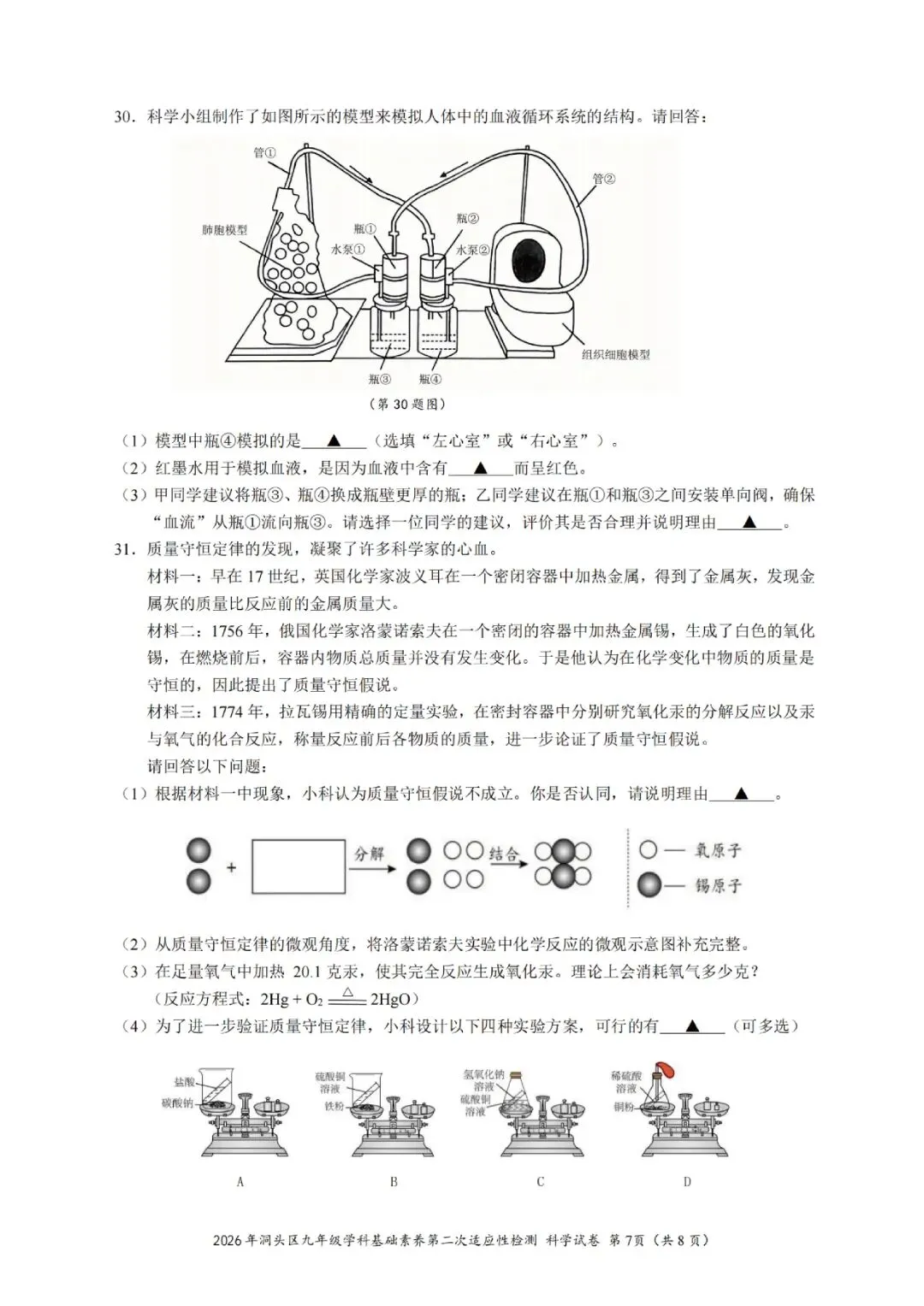 温州市洞头区2026年中考二模(全科试题+答案) 第9张