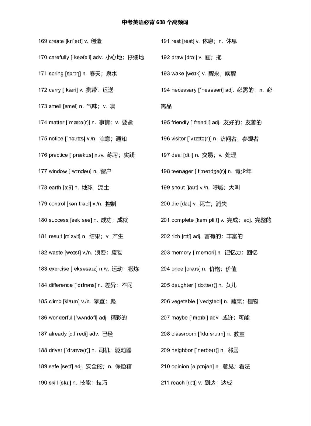 【收藏】中考必背688高频词汇(已按出现频次排序) 第5张 【收藏】中考必背688高频词汇(已按出现频次排序) 第5张
