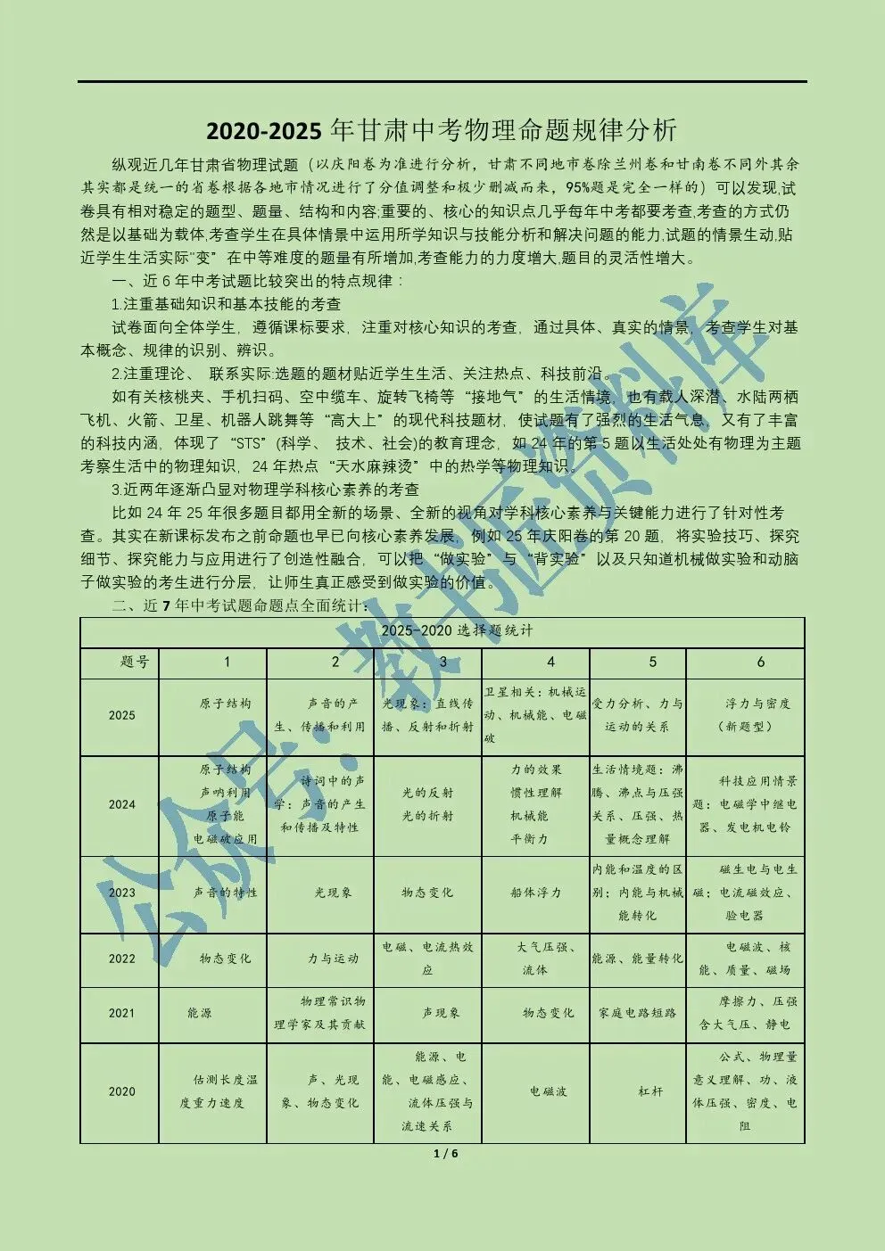 甘肃2026年中考物理考前预测卷 第6张 甘肃2026年中考物理考前预测卷 第6张
