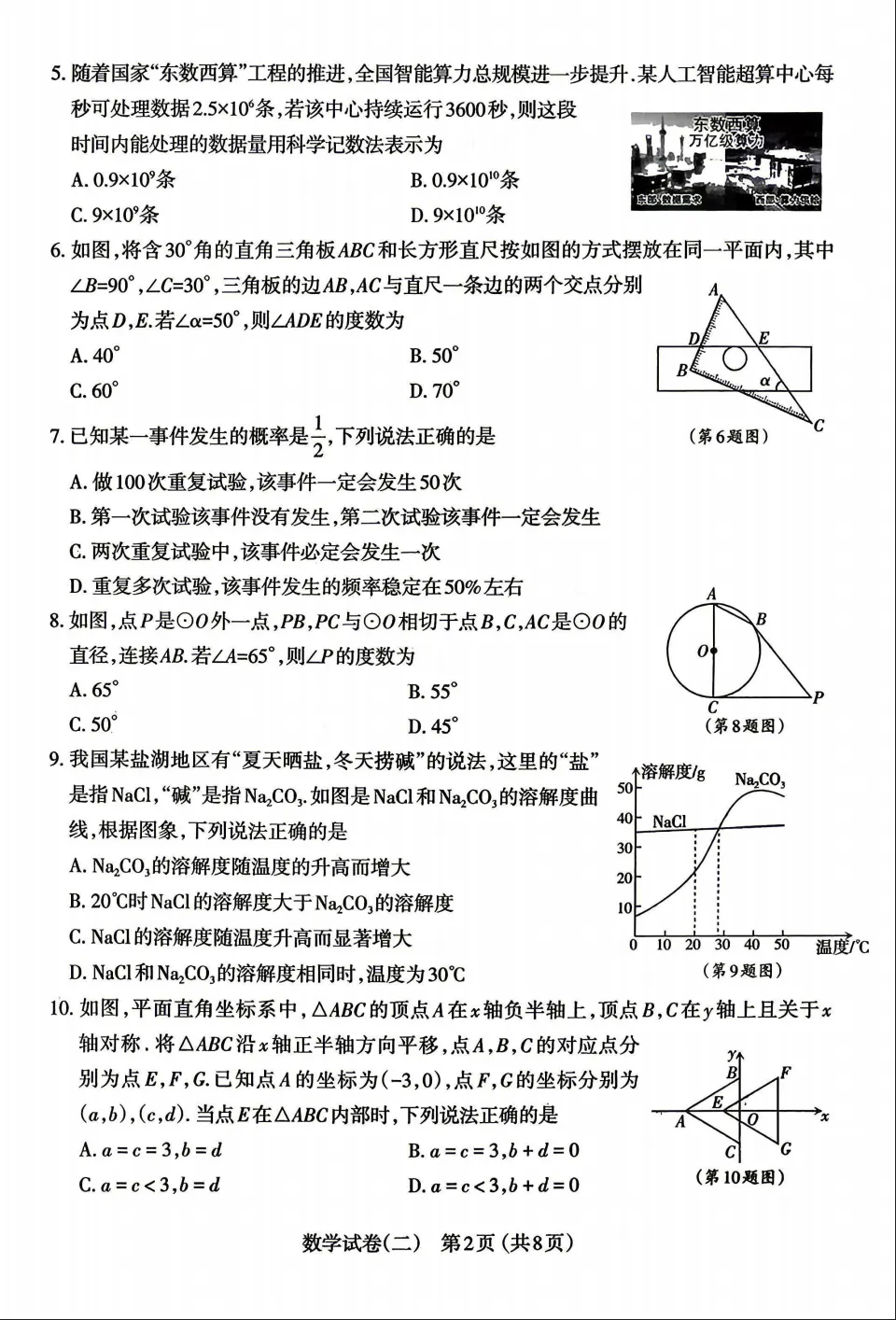 【二模数学】2026年太原初中学业水平模拟考试(二)0526数学试卷+解析 第2张
