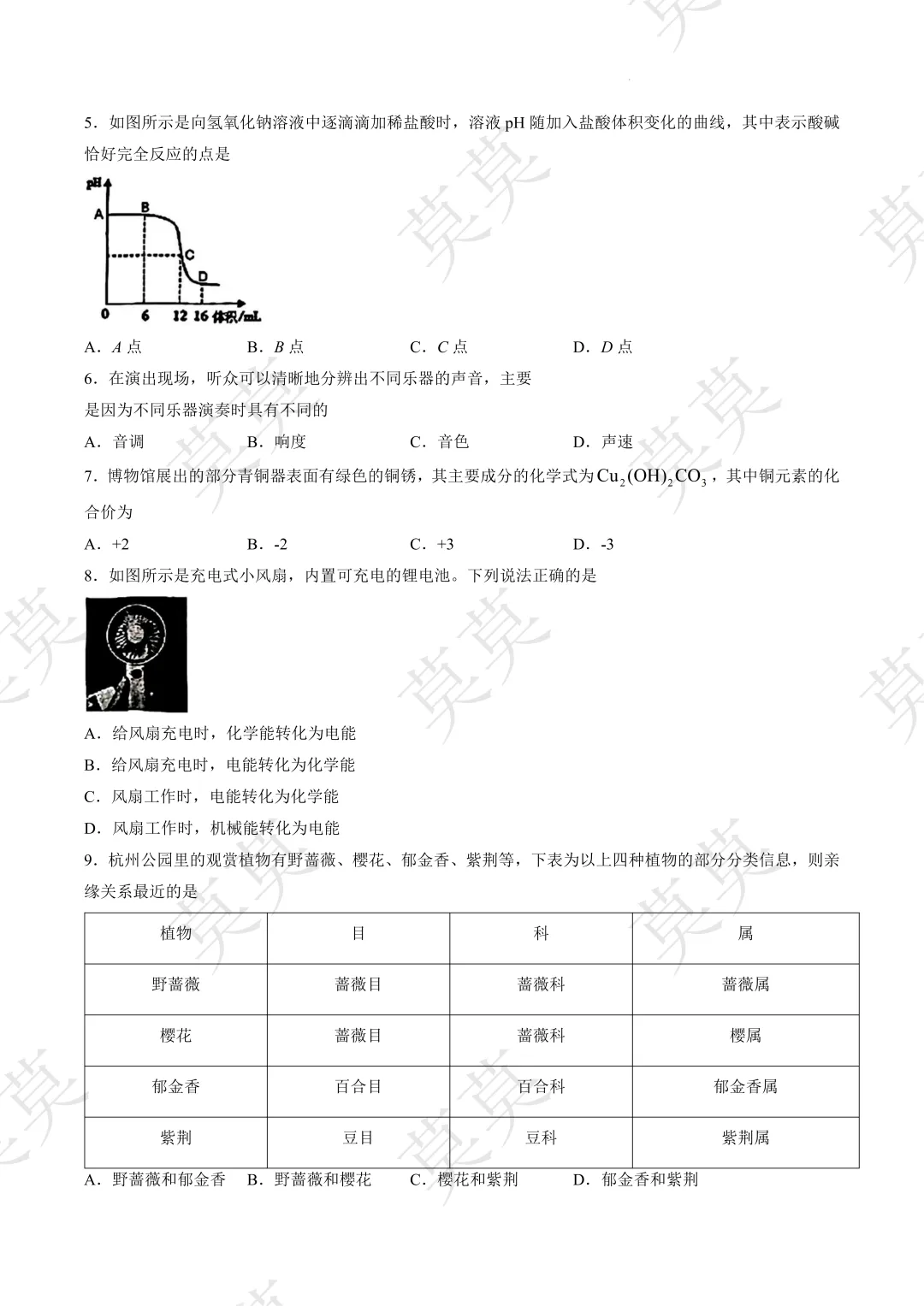 【杭州二模试卷】26上城/西湖/拱墅/余杭/临平二模试卷 第3张 【杭州二模试卷】26上城/西湖/拱墅/余杭/临平二模试卷 第3张