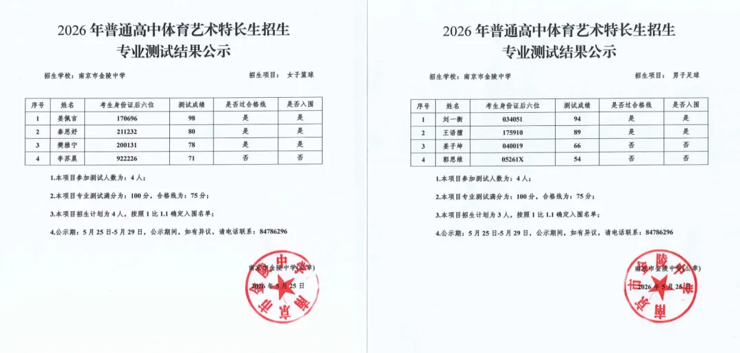 南京2026中考艺体特长生入围名单公示! 第4张 南京2026中考艺体特长生入围名单公示! 第4张