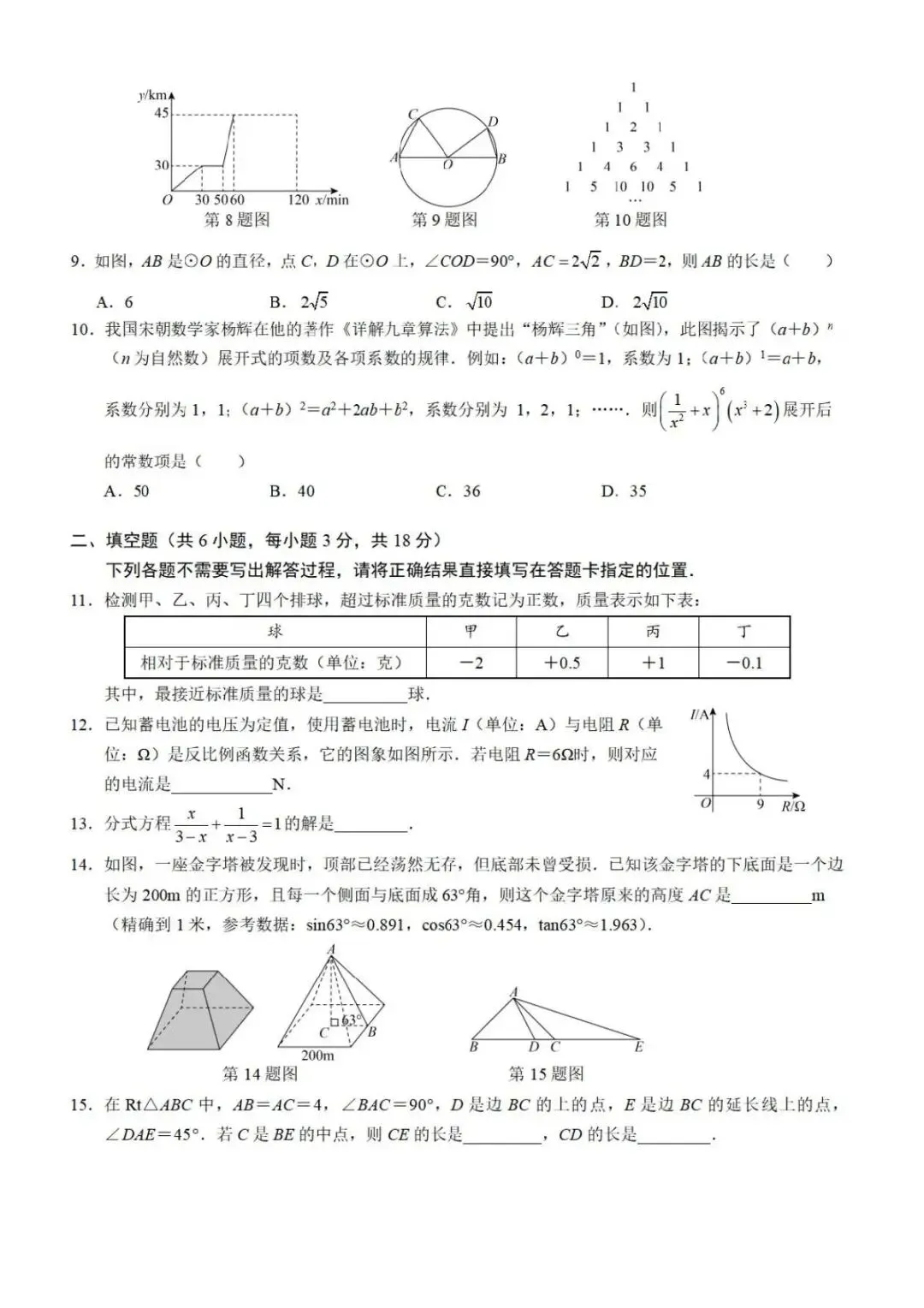 2026年武汉硚口区五月供题数学试卷 第2张