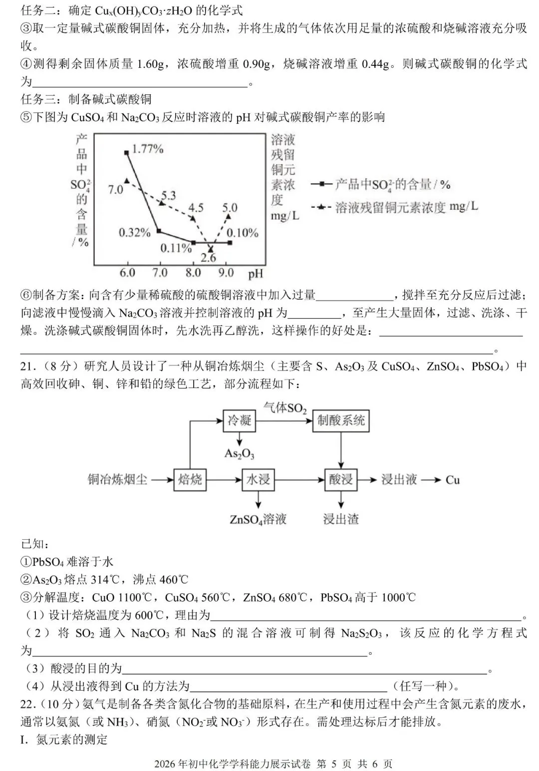 2026 年初中化学学科能力展示试卷(含答案) 第6张
