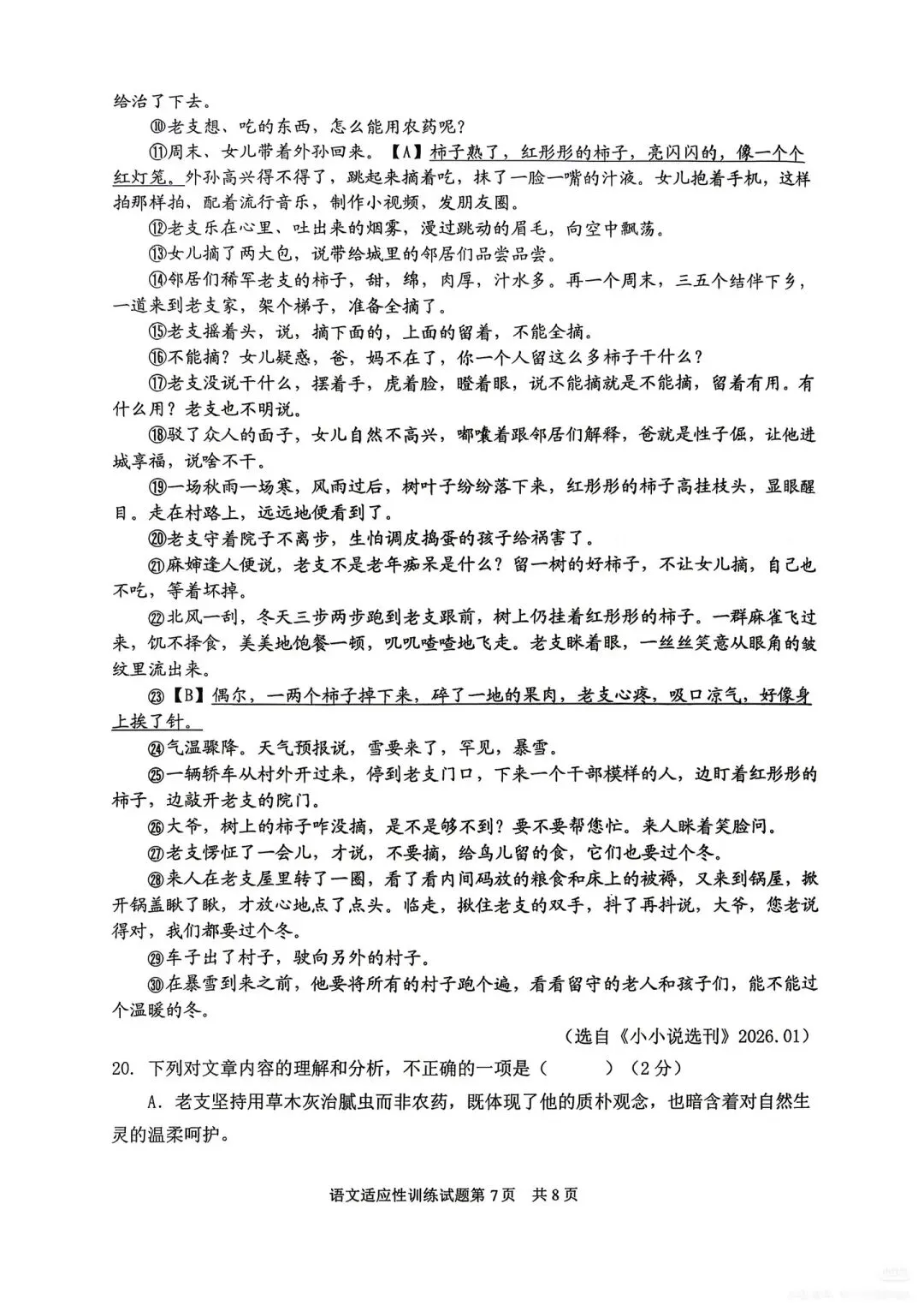 【中考真题】2026年山东临沂罗庄区中考二模语文真题(无答案)-第7张图片-四季读书网