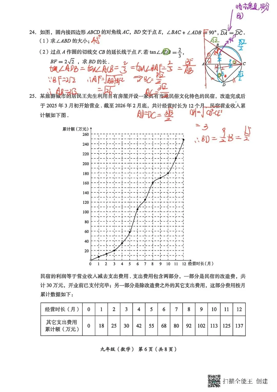 2026年北京海淀区初三二模数学试卷手写解析 第6张