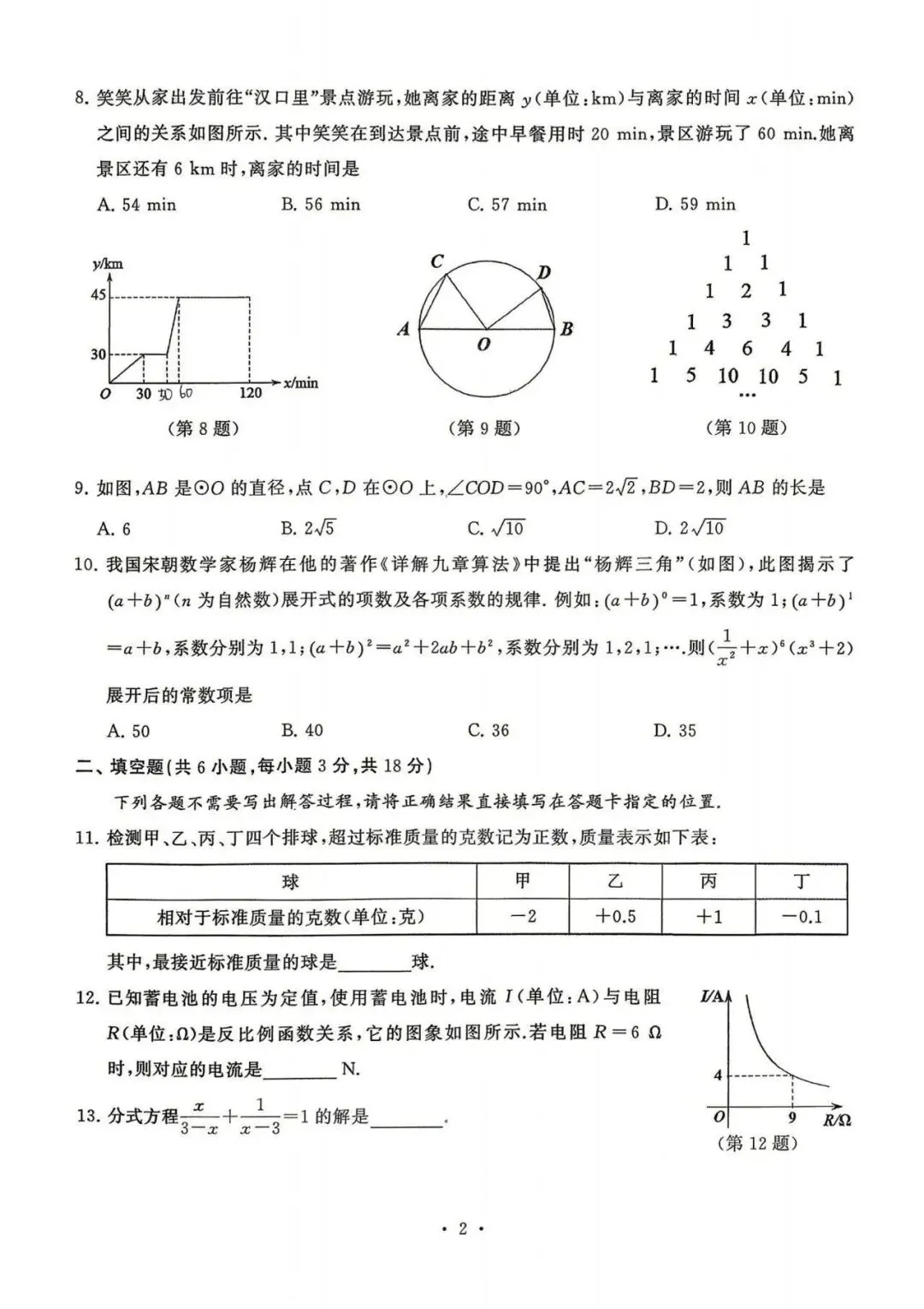 硚口区2026年五调九年级数学试卷及评分标准 第2张