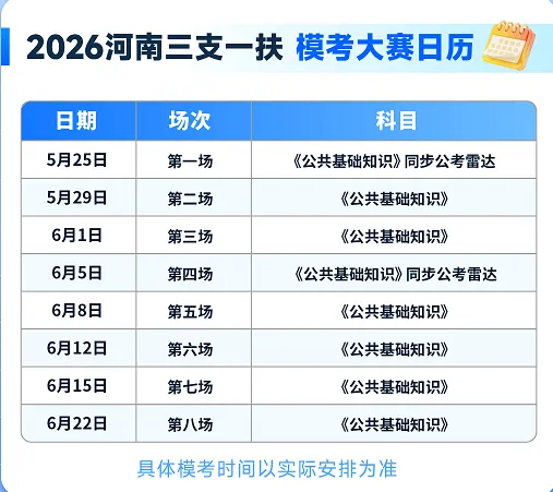 8 套模拟卷免费领!河南三支一扶模考大赛来袭! 第3张 8 套模拟卷免费领!河南三支一扶模考大赛来袭! 第3张