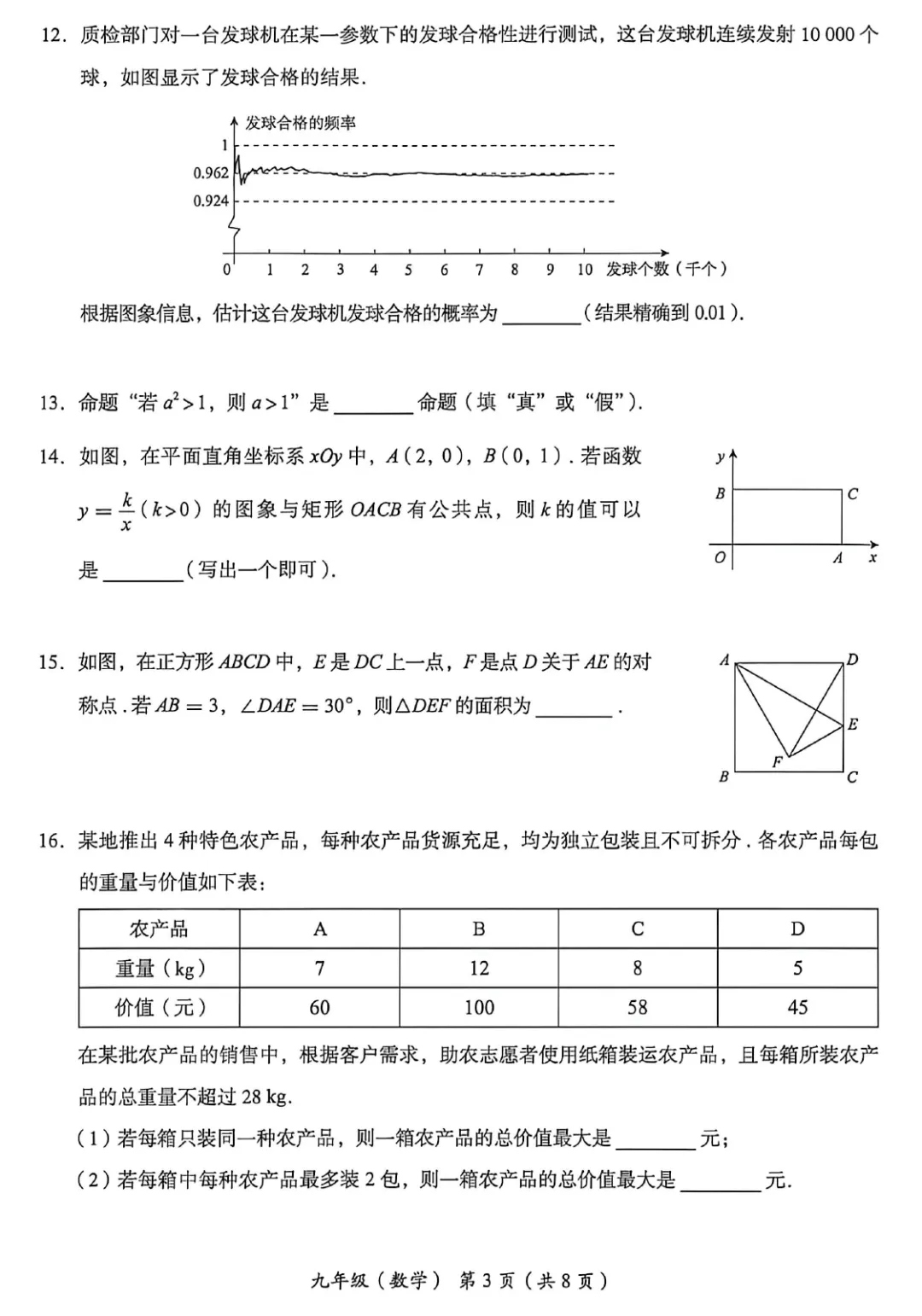 2026年海淀初三二模数学试卷及官方标答(附后三道题解析) 第4张