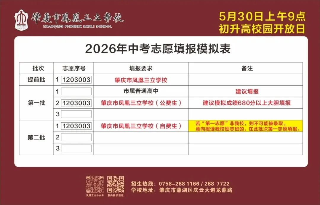 肇庆市凤凰三立学校中考志愿填报指南(附招生简章) 第1张