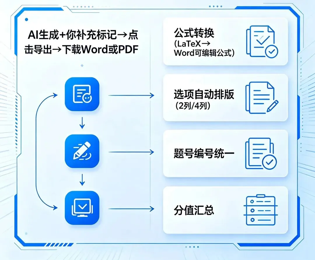 用 Markdown 写试卷:AI 生成内容,Markdown 快速组卷,一键导出 Word/PDF-第4张图片-四季读书网