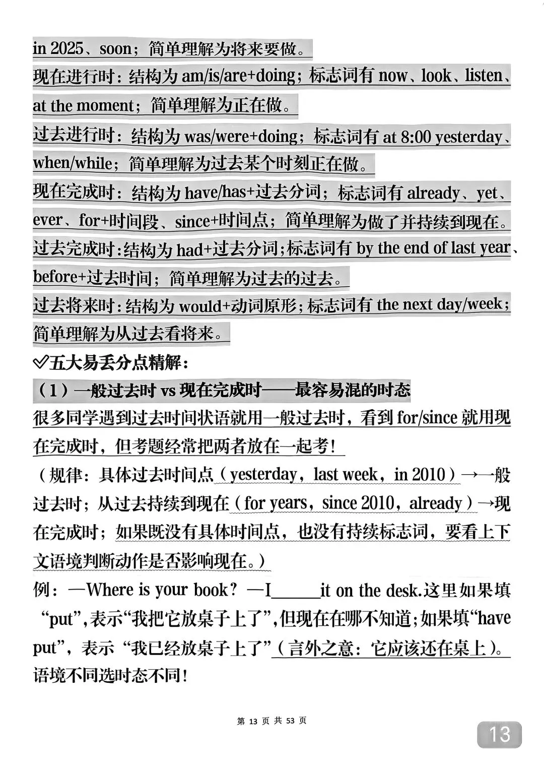 中考英语1600个单词里面常考的语法知识汇总,可打印,直接背-第13张图片-四季读书网
