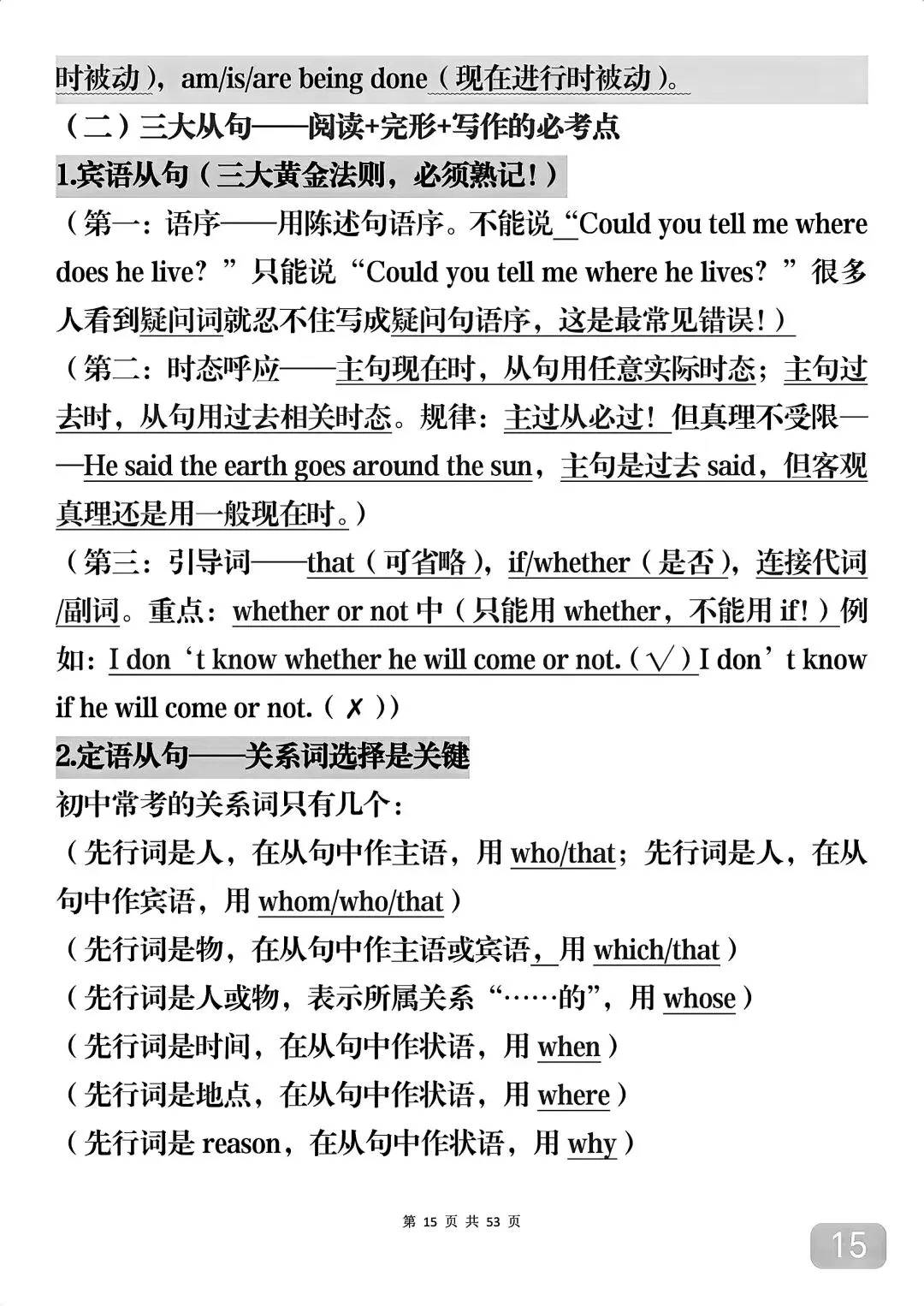 中考英语1600个单词里面常考的语法知识汇总,可打印,直接背-第15张图片-四季读书网
