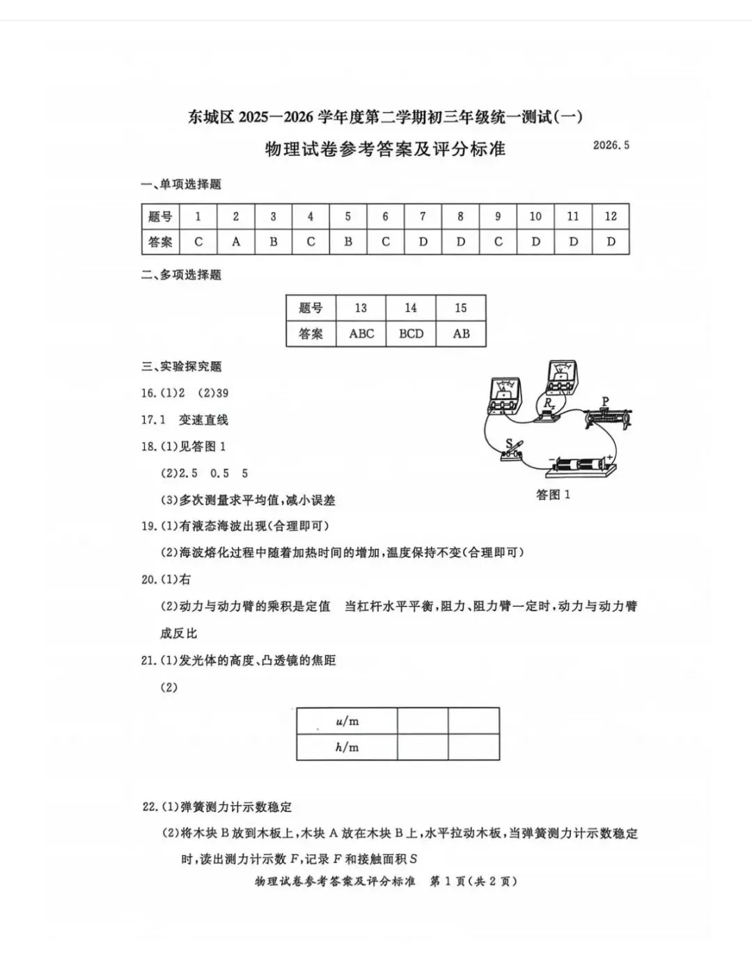 【中考物理】26东城一模及解析 第14张 【中考物理】26东城一模及解析 第14张