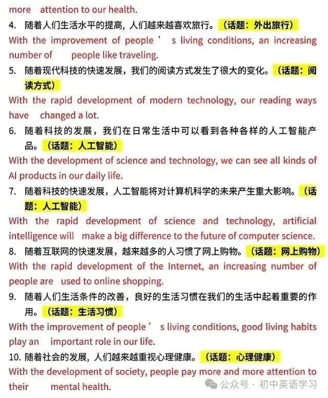【知识分享】2026中考英语 ▏初中英语高分作文句式训练(背诵版+默写版),电子版可打印! 第5张