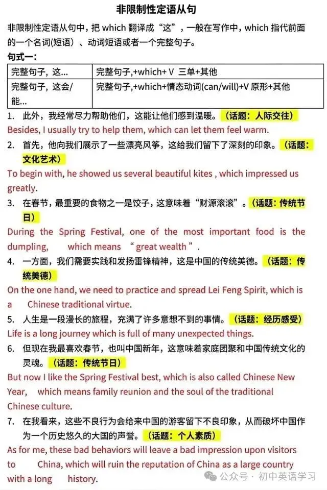 【知识分享】2026中考英语 ▏初中英语高分作文句式训练(背诵版+默写版),电子版可打印! 第13张