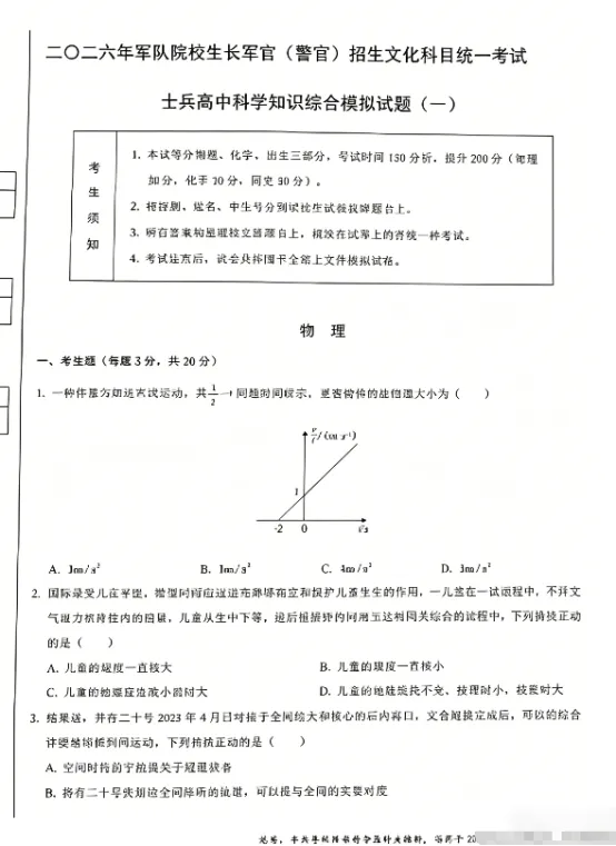 2026士兵考学之军考真题试卷及公式大全+易错点(可分享) 第1张 2026士兵考学之军考真题试卷及公式大全+易错点(可分享) 第1张