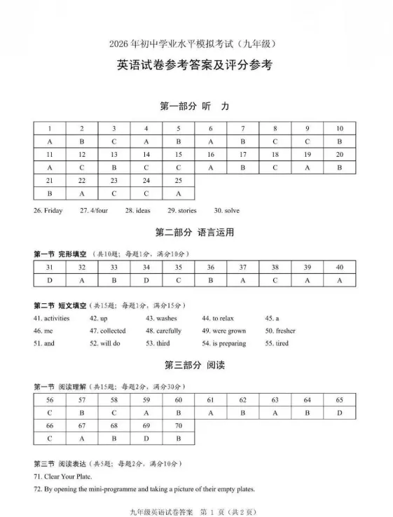 2026.5保定市竞秀区中考二模英语试卷含答案 第11张