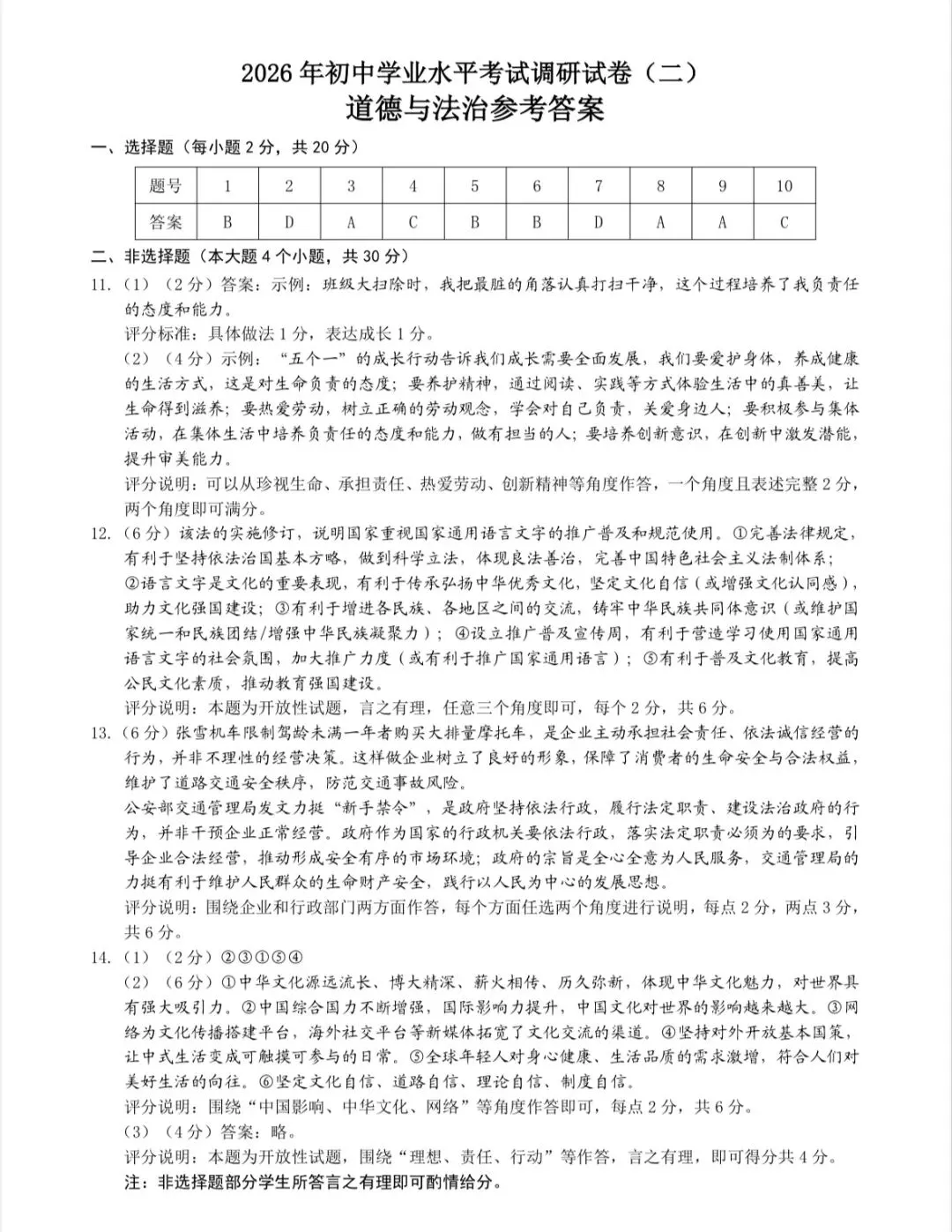 昆区二模道法试卷及答案 第1张