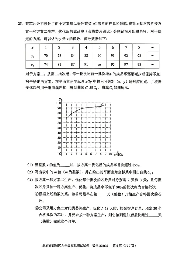 2026北京市西城区初三二模数学试卷+解析-第6张图片-四季读书网