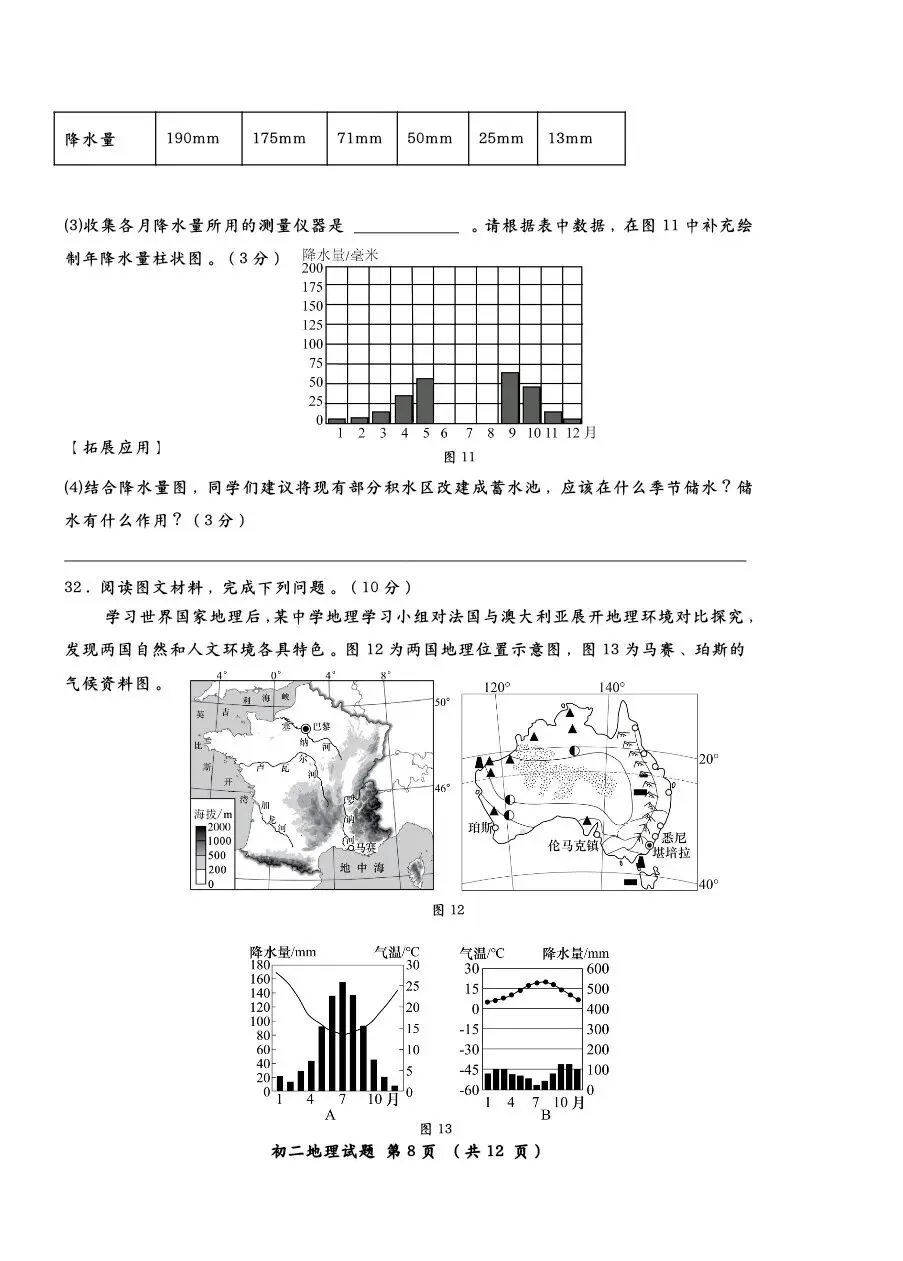 【莱西二模地理试卷+答案+答题卡】青岛市莱西2025—2026学年度第二学期八年级二模地理+答案+答题卡 第8张