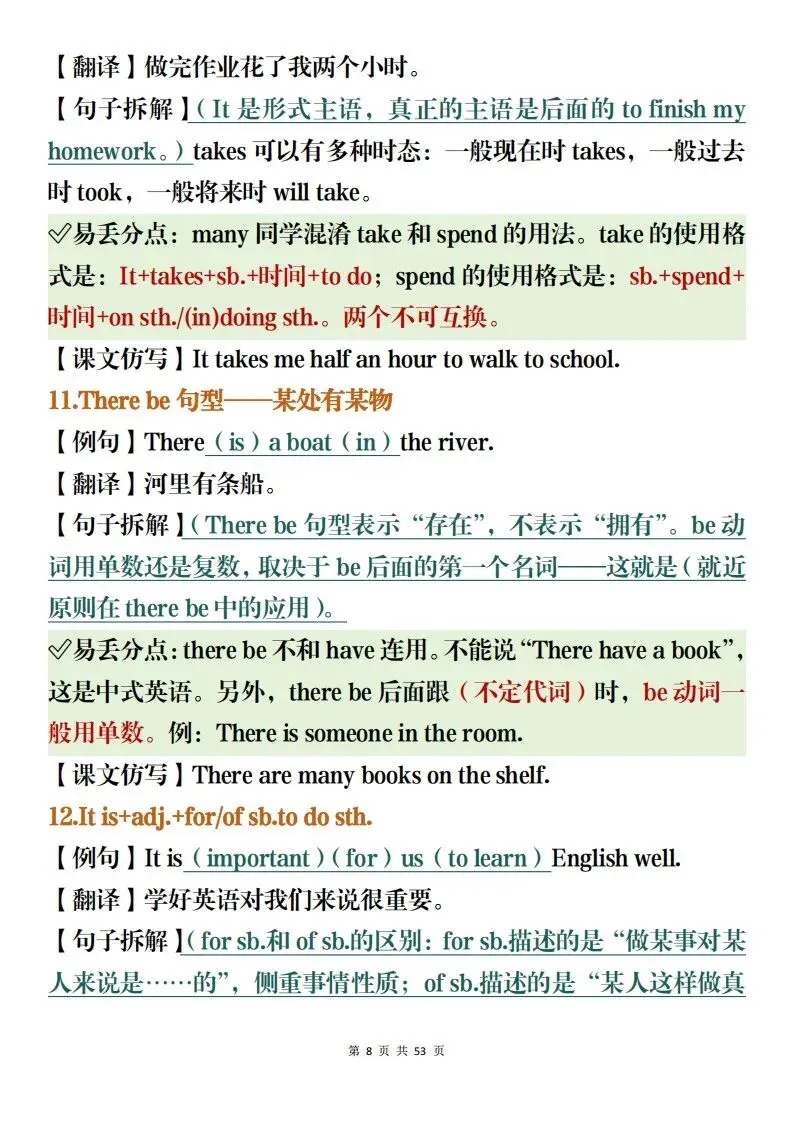 中考英语备考资料整理,含高频词汇加易错题集解析(可打印)-第8张图片-四季读书网