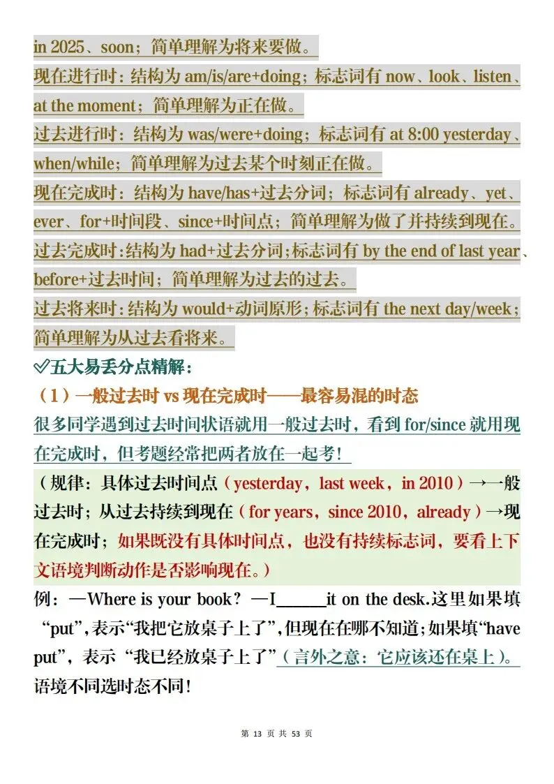 中考英语备考资料整理,含高频词汇加易错题集解析(可打印)-第13张图片-四季读书网
