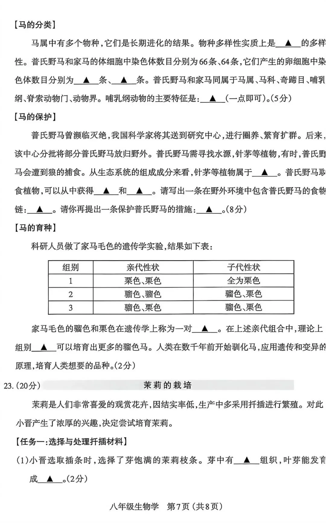 太原市26年中考二模生物试卷以及解析 第7张 太原市26年中考二模生物试卷以及解析 第7张