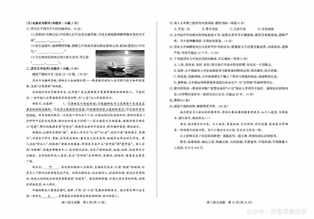 【模拟】山东省济宁市2026届高三三模考试语文试题 第5张