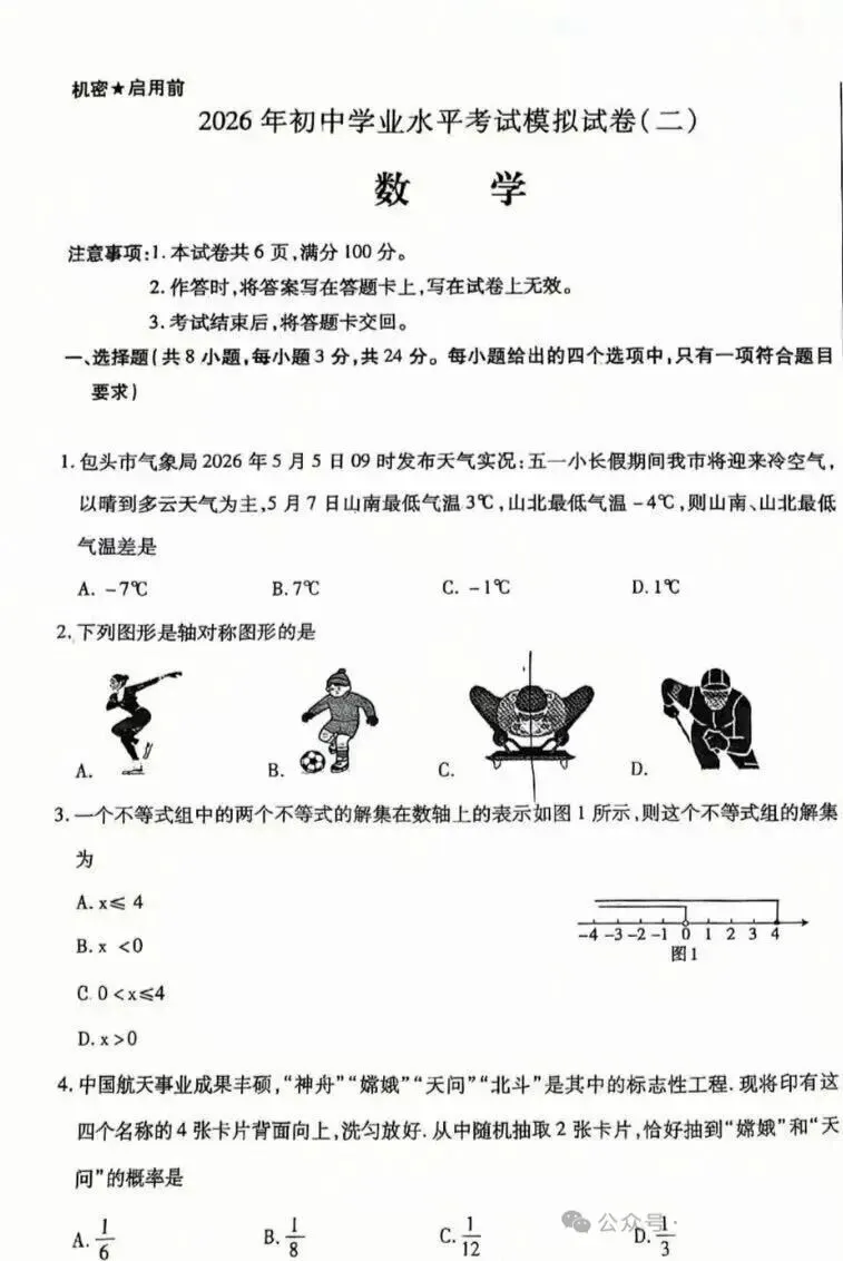 2026青山区中考二模试卷汇总(语数英、物化政史) 第7张