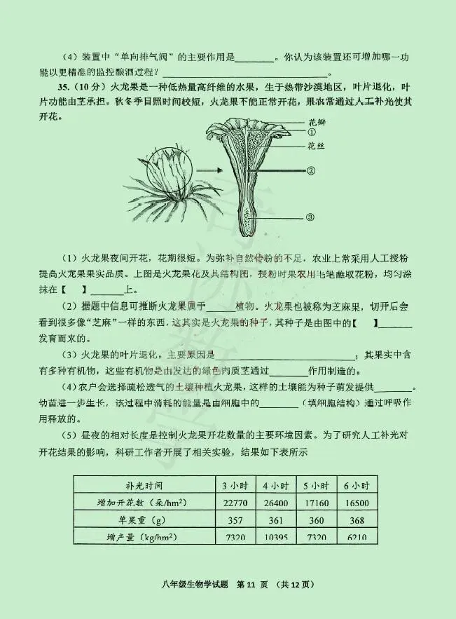 2026年李沧黄岛胶州平度二模生物试卷及参考答案 第12张