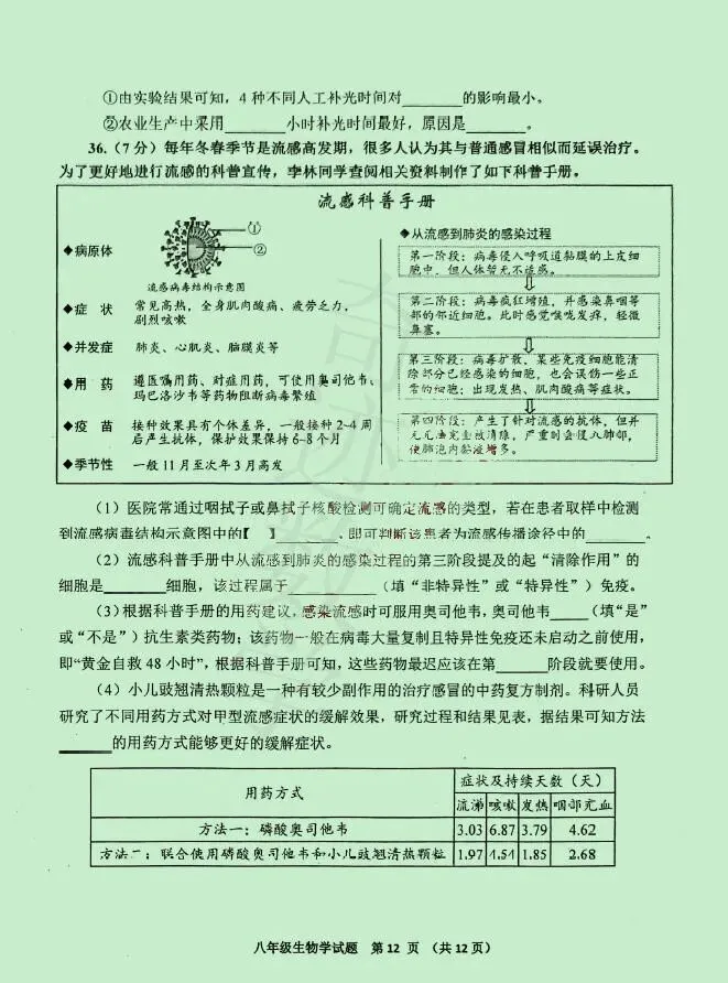 2026年李沧黄岛胶州平度二模生物试卷及参考答案 第13张