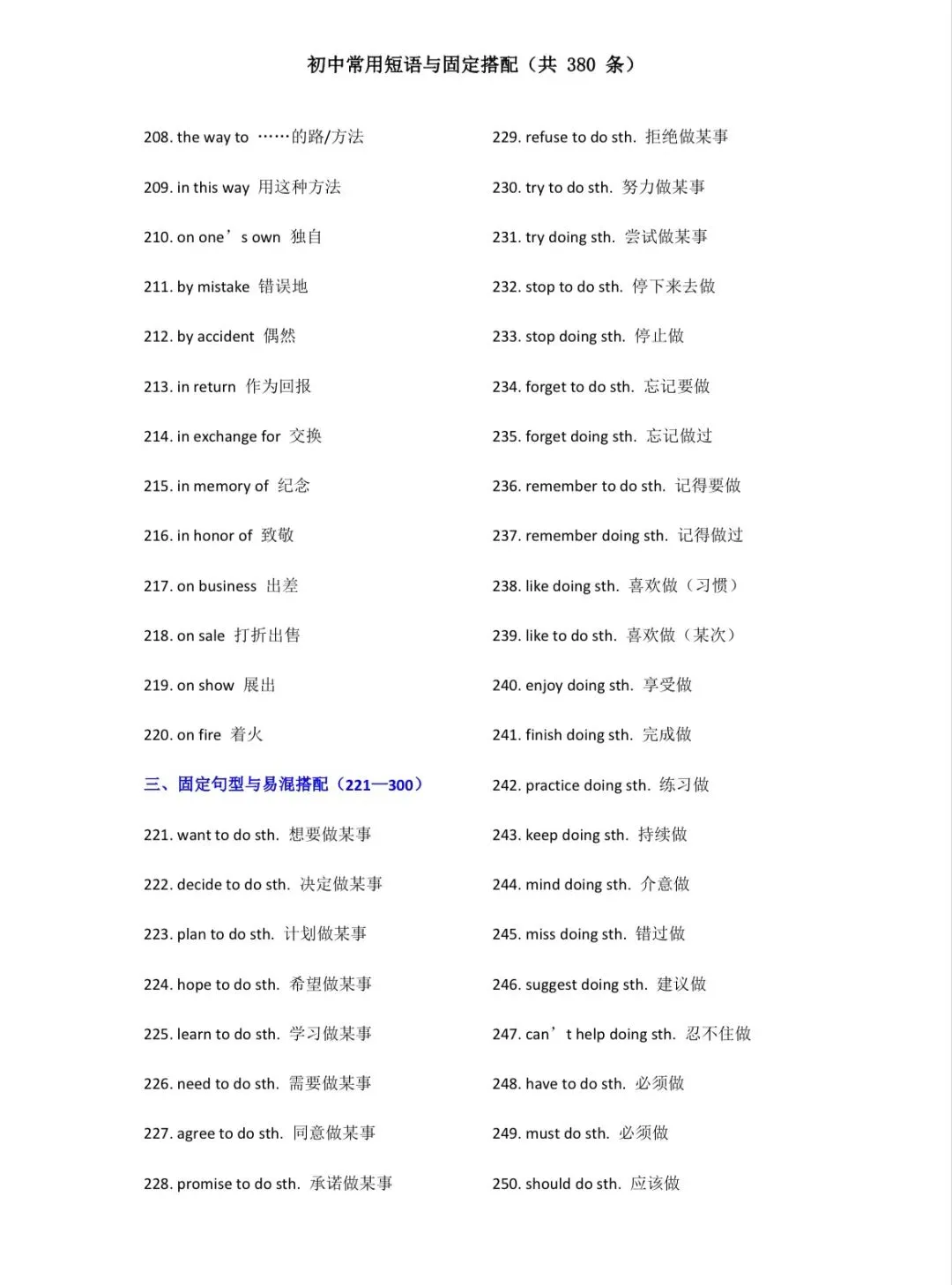 【熟记】中考常用短语与固定搭配380组 第6张 【熟记】中考常用短语与固定搭配380组 第6张