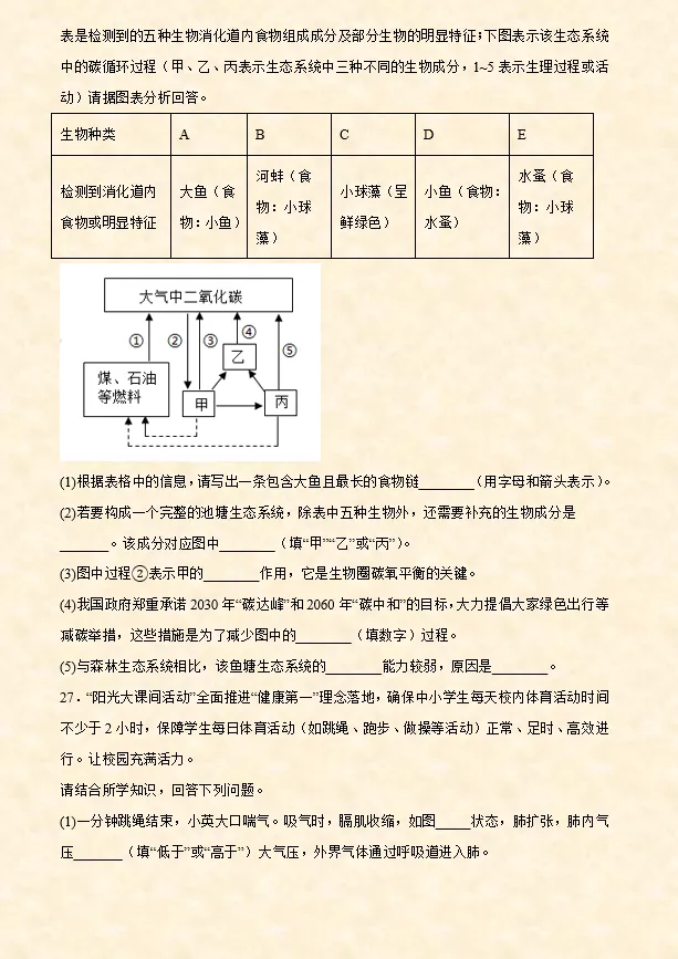 2026年中考(会考)生物押题密卷(8卷)(全国通用) 第11张 2026年中考(会考)生物押题密卷(8卷)(全国通用) 第11张