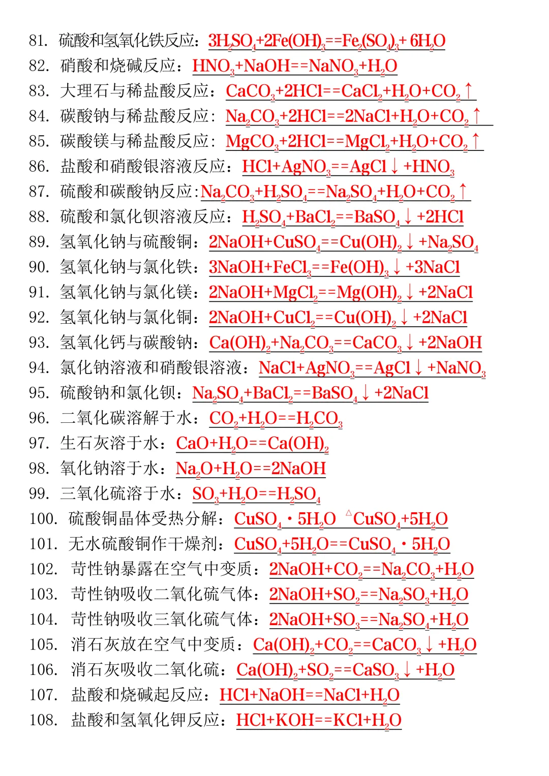 2026中考必考化学方程式默写136个,考前打印出来练一练! 第6张